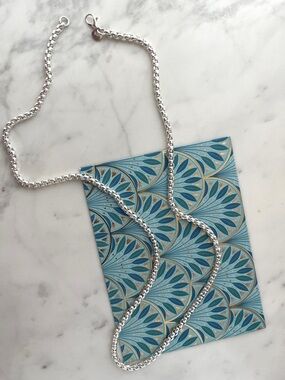 Sterling Silver 925 Box Chain Necklace Lobster Claw Clasp 24 Inches